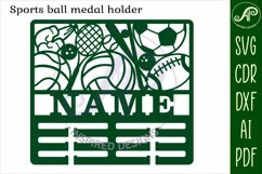 Sports ball medal holder Name svg laser cut template Product Image 3