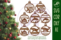 Ocean animals personalized Christmas Ornament SVG Product Image 2