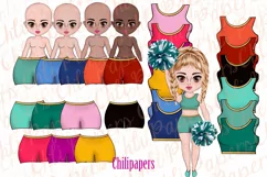Cheerleaders clipart,Girls Clipart,Cute Chibi girls clipart Product Image 6