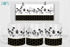 Bee and Flowers Mug Wrap Sublimation Design Product Image 3