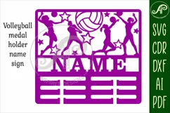 Volleyball female medal holder Name svg laser cut templat Product Image 3