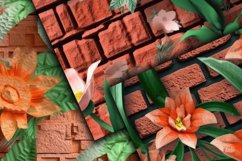 3D Brickwork Blooms Digital Papers - Seamless Patterns Product Image 3