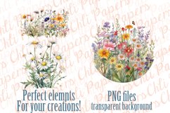 Meadows Clipart,Wildflower clipart,Round Scenes,Meadow field Product Image 3