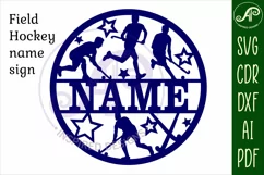 Field Hockey male name sign svg laser cut template Product Image 4