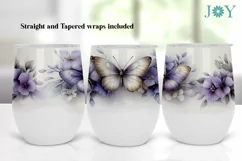 BUTTERFLIES WINE TUMBLER WRAP PNG SUBLIMATION DESIGN Product Image 2