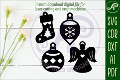 Christmas shape ornaments laser cut outs SVG file 1 Product Image 2