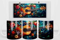 GUITAR AND FLOWERS COFFEE MUG WRAP SUBLIMATION DESIGN Product Image 2