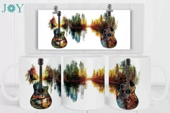 Mug Wrap Sublimation Design PNG - Watercolor Guitar Product Image 2