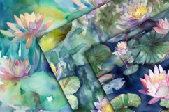 Watercolor Water Lilies Digital Papers - Seamless Patterns Product Image 2