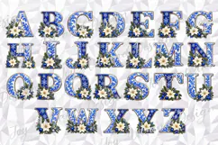Blue Christmas Alphabet, Christmas Monograms, Letters PNG Product Image 2