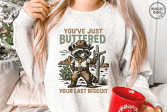 You&#039;ve Just Buttered Your Last Biscuit Retro Cowboy Raccoon Product Image 2