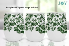 WINE TUMBLER WRAP ANTIQUE FLOWERS PNG SUBLIMATION DESIGN Product Image 2