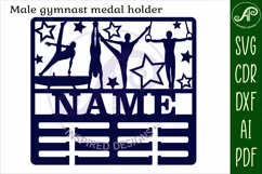 Male Gymnast medal holder Name svg laser cut template Product Image 3