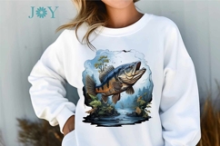 Bass Fish Clipart PNG Sublimation Design Product Image 3
