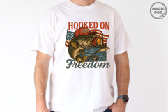 Hooked On Freedom Patriotic Bass Fishing 4th of July PNG Product Image 4