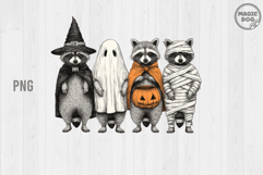 Retro Spooky and Feral Halloween Raccoon|Trick or Trash PNG Product Image 2