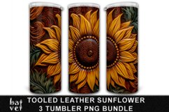 Tooled Leather Sunflower Tumbler Sublimation PNG Bundle Product Image 2