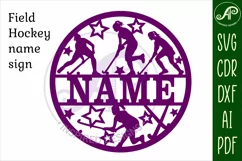 Field Hockey female name sign svg laser cut template Product Image 4
