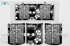 FAUX STAINED GLASS CROSS SUBLIMATION MUG WRAP DESIGN Product Image 2