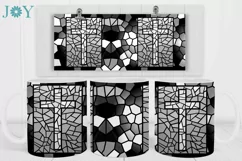 FAUX STAINED GLASS CROSS SUBLIMATION MUG WRAP DESIGN Product Image 2