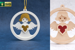 Angel Ornament 3D Layered SVG | Christmas Cut File Product Image 2