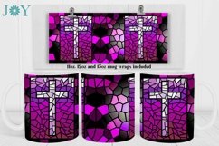 FAUX STAINED GLASS CROSS SUBLIMATION MUG WRAP DESIGN Product Image 2