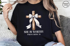 She is Worthy Bow Christian Coquette|Girly Faith Proverbs Product Image 2