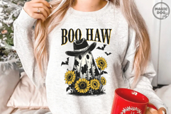 Boo Haw Cowboy Ghost Western Halloween Retro Fall Spooky SVG Product Image 2