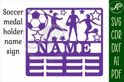 Soccer female medal holder Name svg laser cut template Product Image 3