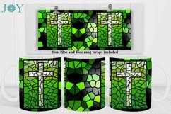 FAUX STAINED GLASS CROSS SUBLIMATION MUG WRAP DESIGN Product Image 2