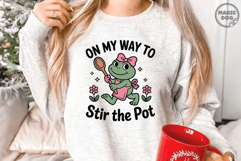 On My Way To Stir The Pot Funny Frog Meme Sarcastic Humor Product Image 2