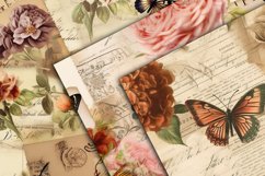 Vintage Butterfly Ephemera Digital Papers - Seamless Patter Product Image 2