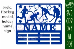 Field hockey male medal holder Name svg laser cut template Product Image 3