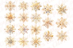 Watercolor Snowflakes Clipart Gold Snowflakes Christmas Png Product Image 2