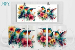 Hummingbirds Mug Wrap Sublimation Design Product Image 2