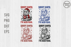 Sorry Santa I&#039;ve Been Feral Vintage Retro Christmas Cat SVG Product Image 2