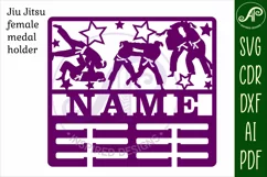 Jiu Jitsu female medal holder Name svg laser cut template Product Image 3