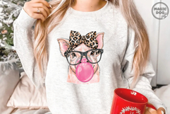 Watercolor Pig with Glasses &amp; Bubblegum|Show Mom Pig Product Image 2