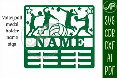 Volleyball male medal holder Name svg laser cut templat Product Image 3