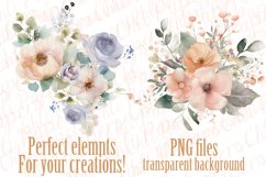 Watercolor Flowers clipart,Floral clipart,Pastel Flowers PNG Product Image 3