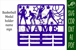 Basketball female medal holder Name svg laser cut template Product Image 3
