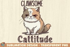 Clawsome cattitude cat sublimation design, transparent PNG Product Image 1