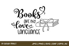 Books Are My Love Language SVG Book Lover Design Product Image 1
