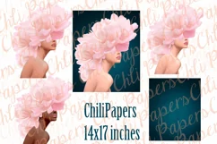 Woman head flowers wall art,Girls clipart,Cute girl clipart Product Image 5