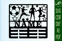 Soccer female medal holder Name svg laser cut template Product Image 4