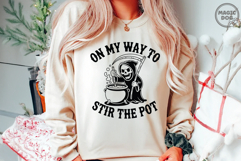 On My Way To Stir The Pot, Snarky Skeleton Trendy Halloween Product Image 3