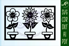flower sign, cartoon happy flowers SVG laser cut file Product Image 3