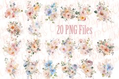 Watercolor Flowers clipart,Floral clipart,Pastel Flowers PNG Product Image 2