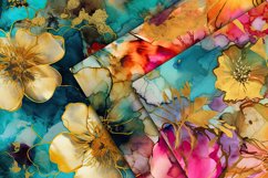 Gold Alcohol Ink Flowers Digital Papers - Seamless Patterns Product Image 3