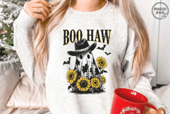 Boo Haw Cowboy Ghost Western Halloween Retro Fall Spooky SVG Product Image 3